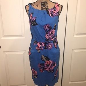 Nine West colorful floral cotton sheath dress.